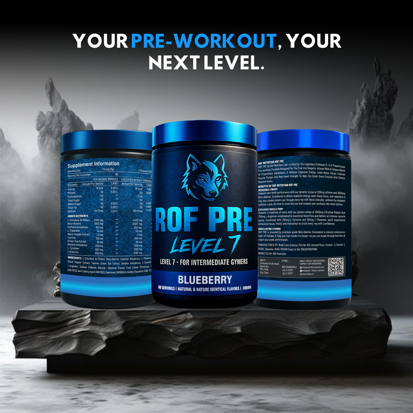 ROF Pre-Workout – Level 7 (Blueberry Flavor)