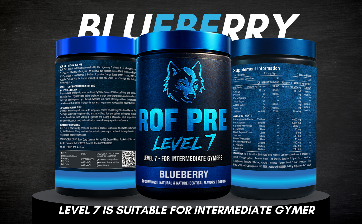 ROF Pre-Workout – Level 7 (Blueberry Flavor)