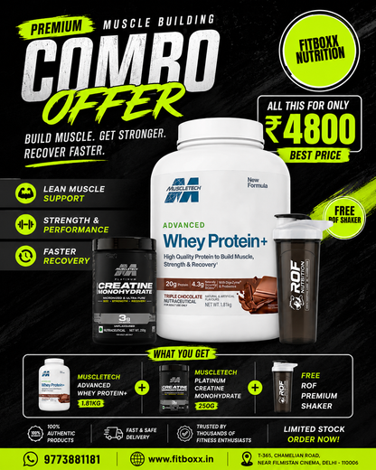 MuscleTech Advanced Whey Protein 1.81kg + Creatine + Free Shaker Combo