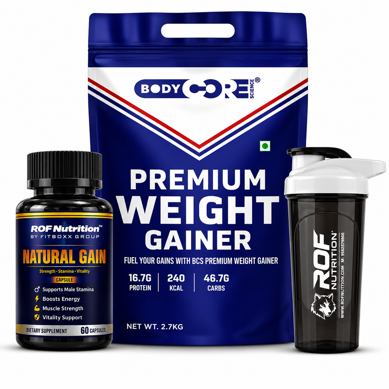 Bodycore Premium 2.7kg Gainer combo