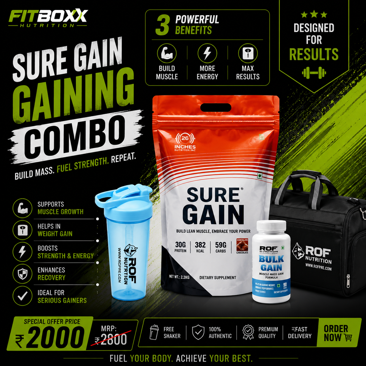 Sure gain 2.7kg gainer combo